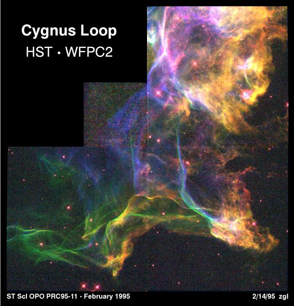 wisps in the Cygnus loop remnant