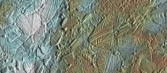 Close up showing "freeze marks" on Europa