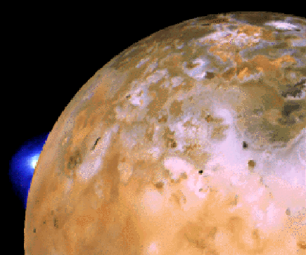 Volcano Loki erupting on Io's limb