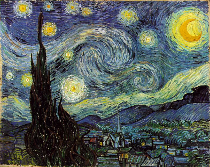 Starry Night, all colors -- the original painting