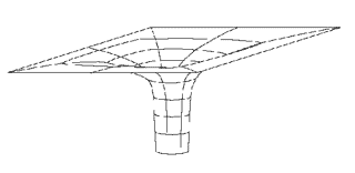 drawing of space bent to a bottomless hole