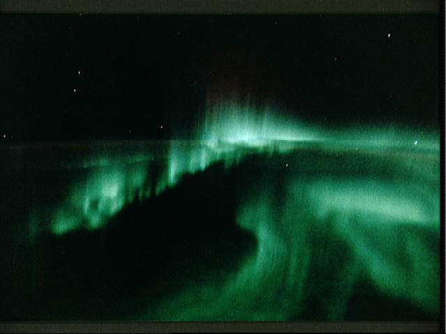 Aurora over Antarctica, pictured from space shuttle