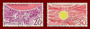2 Czech stamps of solar flares