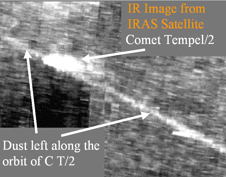 IRAS satellite image showing debris trail