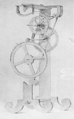 Galileo's drawing of a pendulum clock design