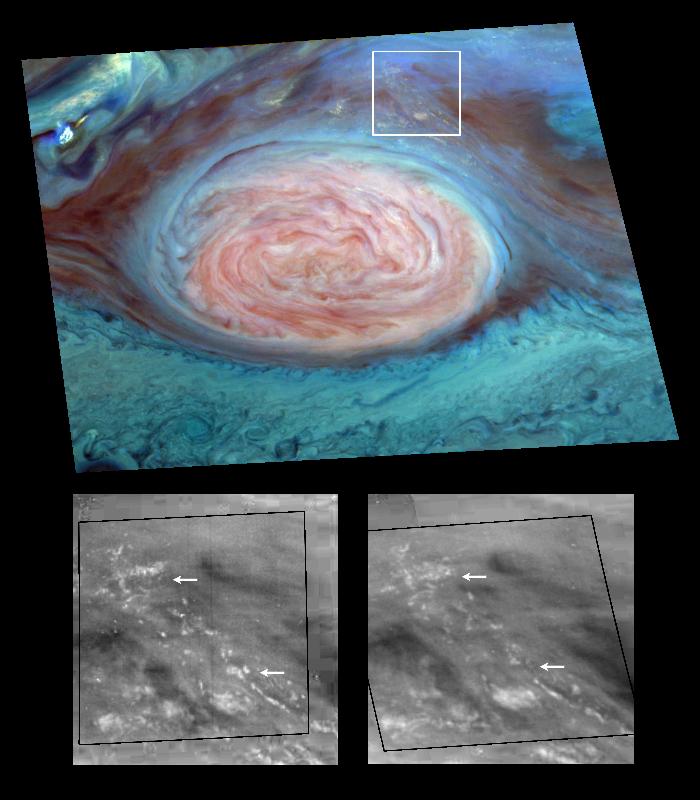 Image of thunderheads on Jupiter